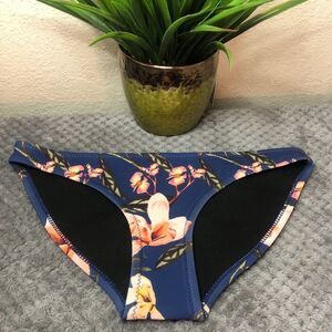 Triangl Swimwear Floral Bikini Bottom - Navy and Black
